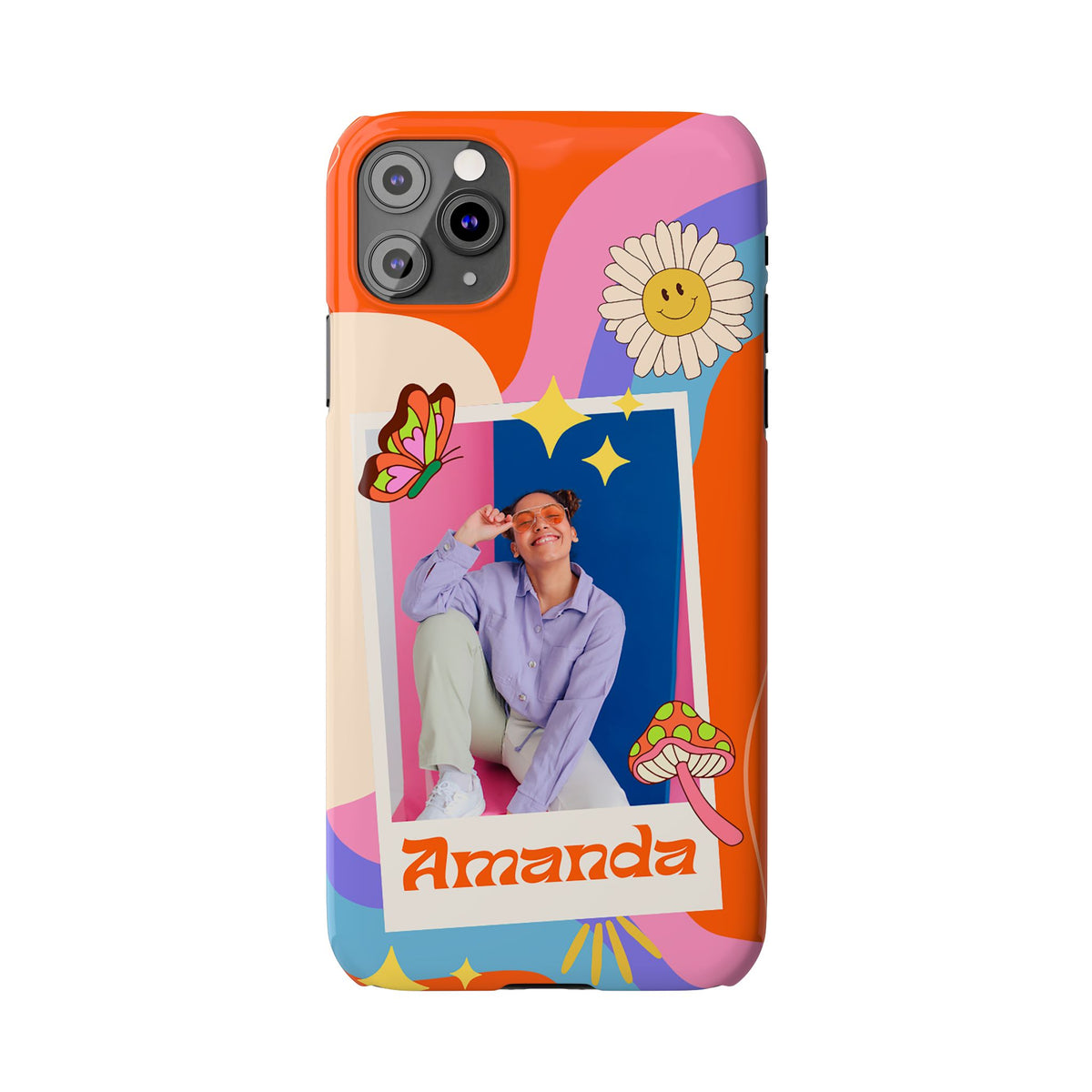 Custom photo and name Retro Groovy - casetinger