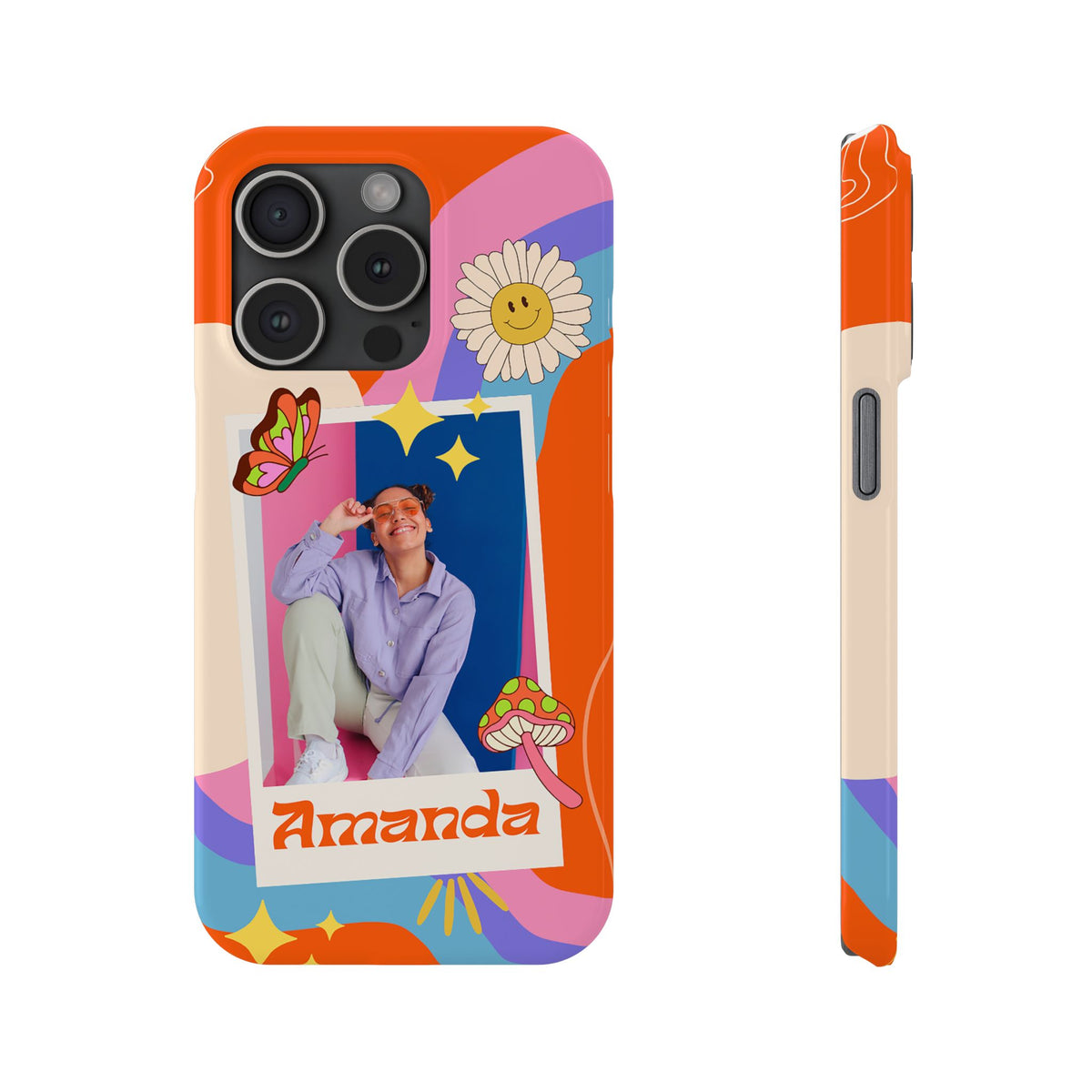 Custom photo and name Retro Groovy - casetinger
