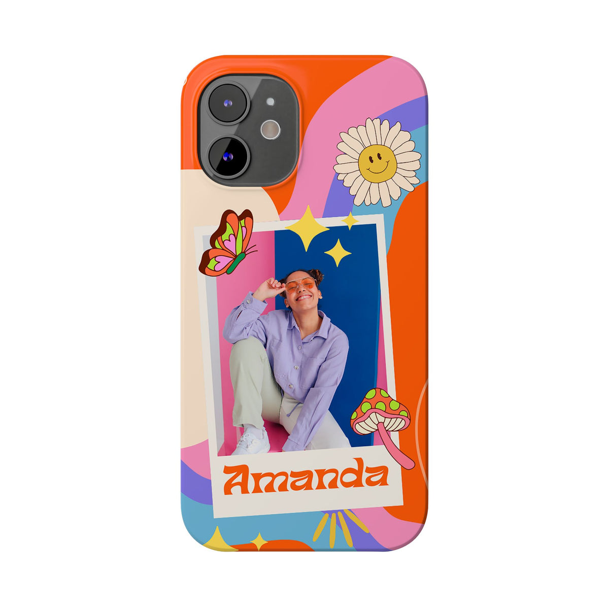 Custom photo and name Retro Groovy - casetinger