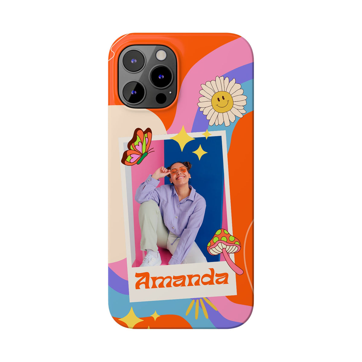 Custom photo and name Retro Groovy - casetinger
