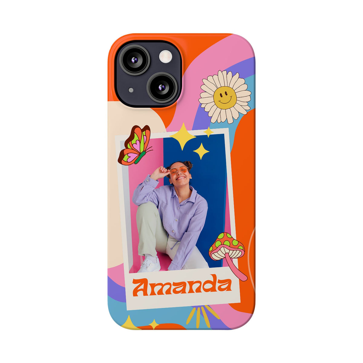 Custom photo and name Retro Groovy - casetinger
