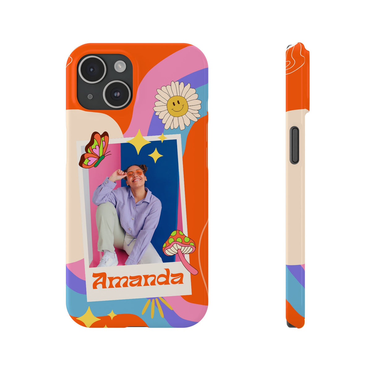 Custom photo and name Retro Groovy - casetinger