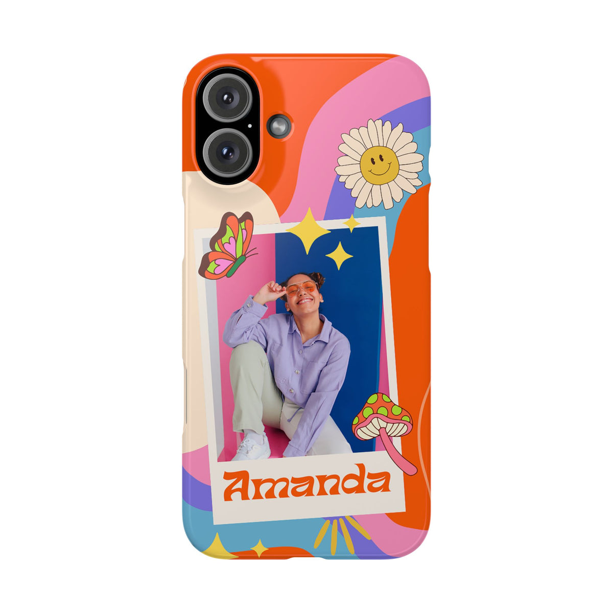 Custom photo and name Retro Groovy - casetinger