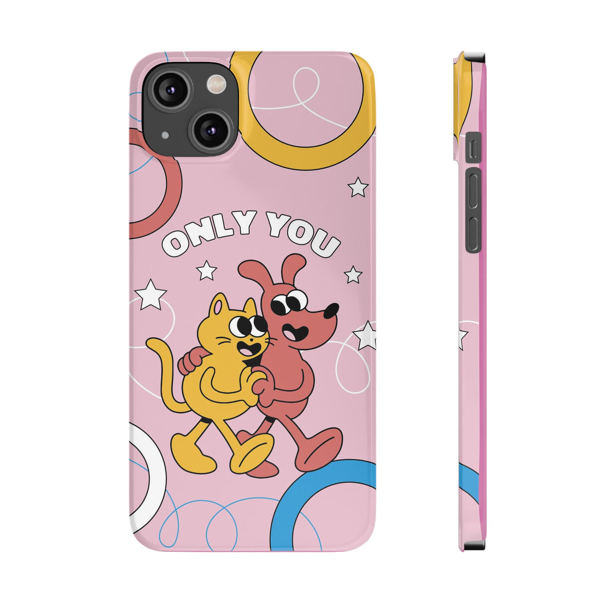 Dog and cat couple in retro cartoon style. - casetinger