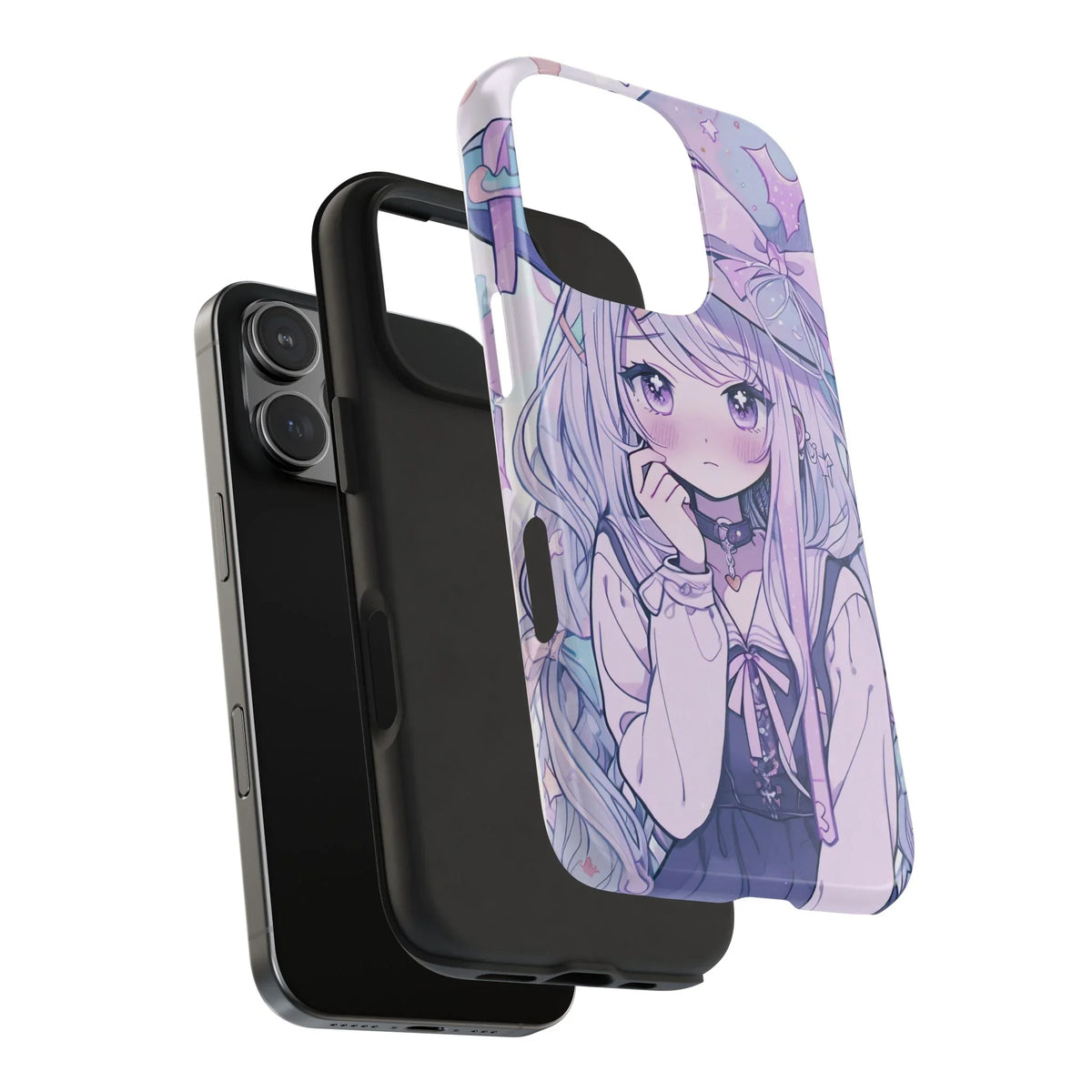 Anime girl pastel kawaii iPhone case with layered protective design