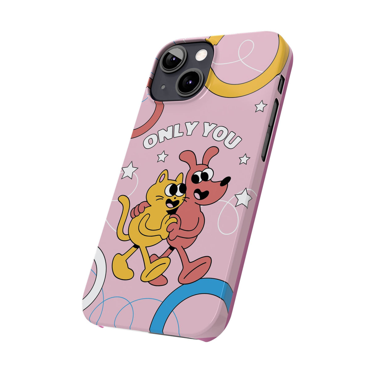 Dog and cat couple in retro cartoon style. - casetinger