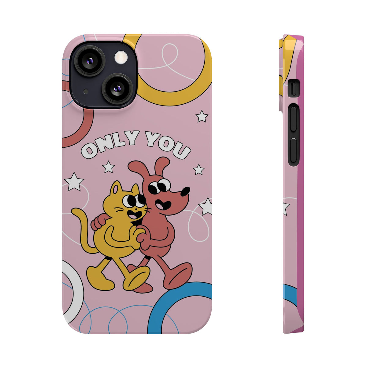 Dog and cat couple in retro cartoon style. - casetinger