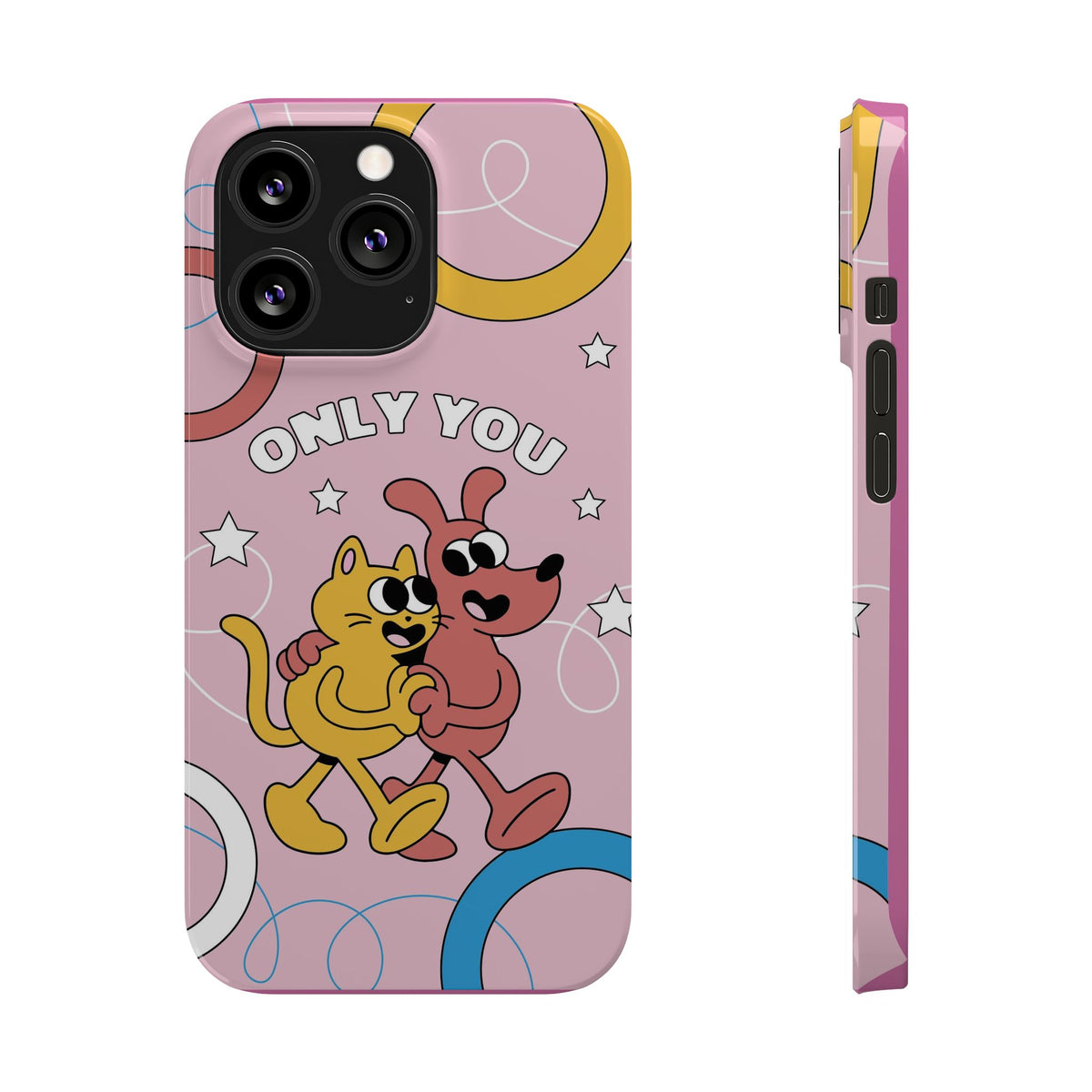 Dog and cat couple in retro cartoon style. - casetinger