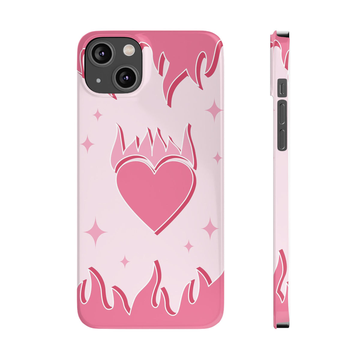 Pink Heart on Fire - casetinger