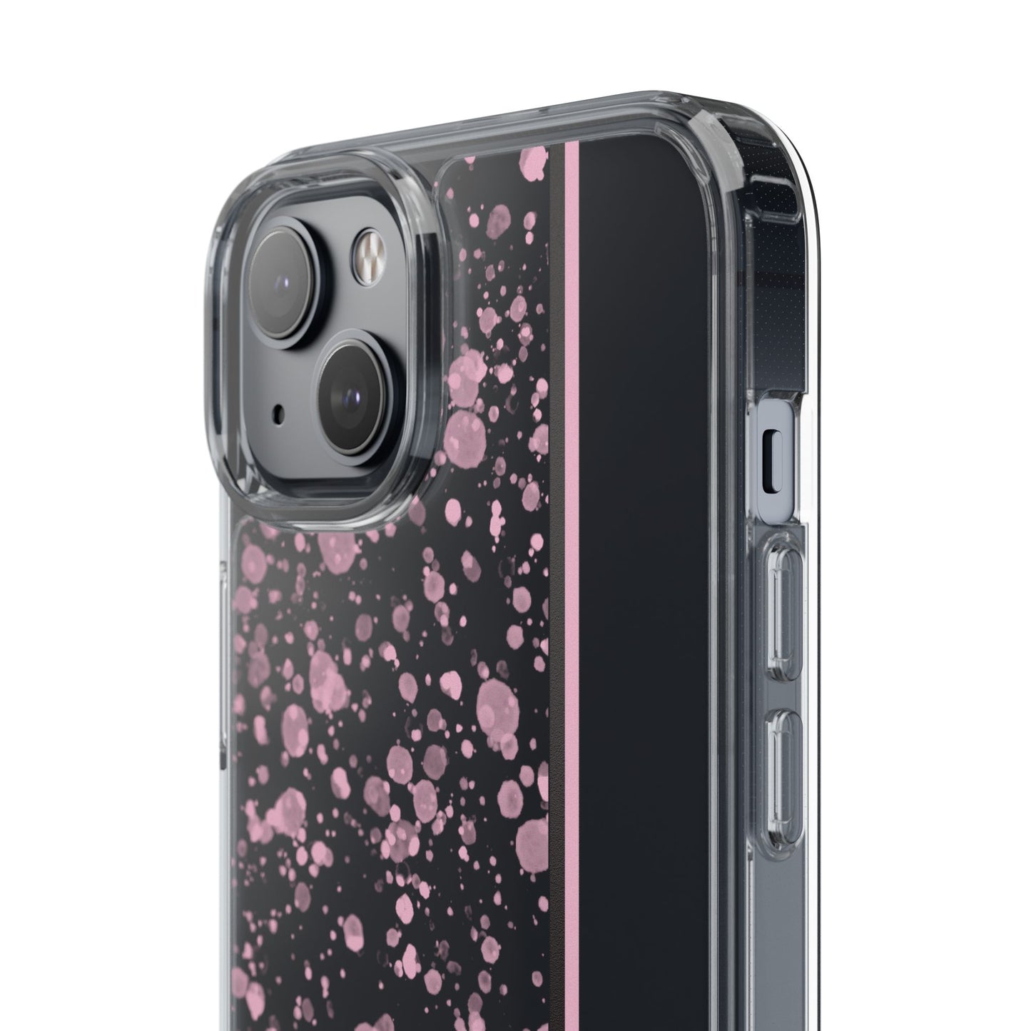 Personalized Clear Phone Case with Pink Splatter Design
