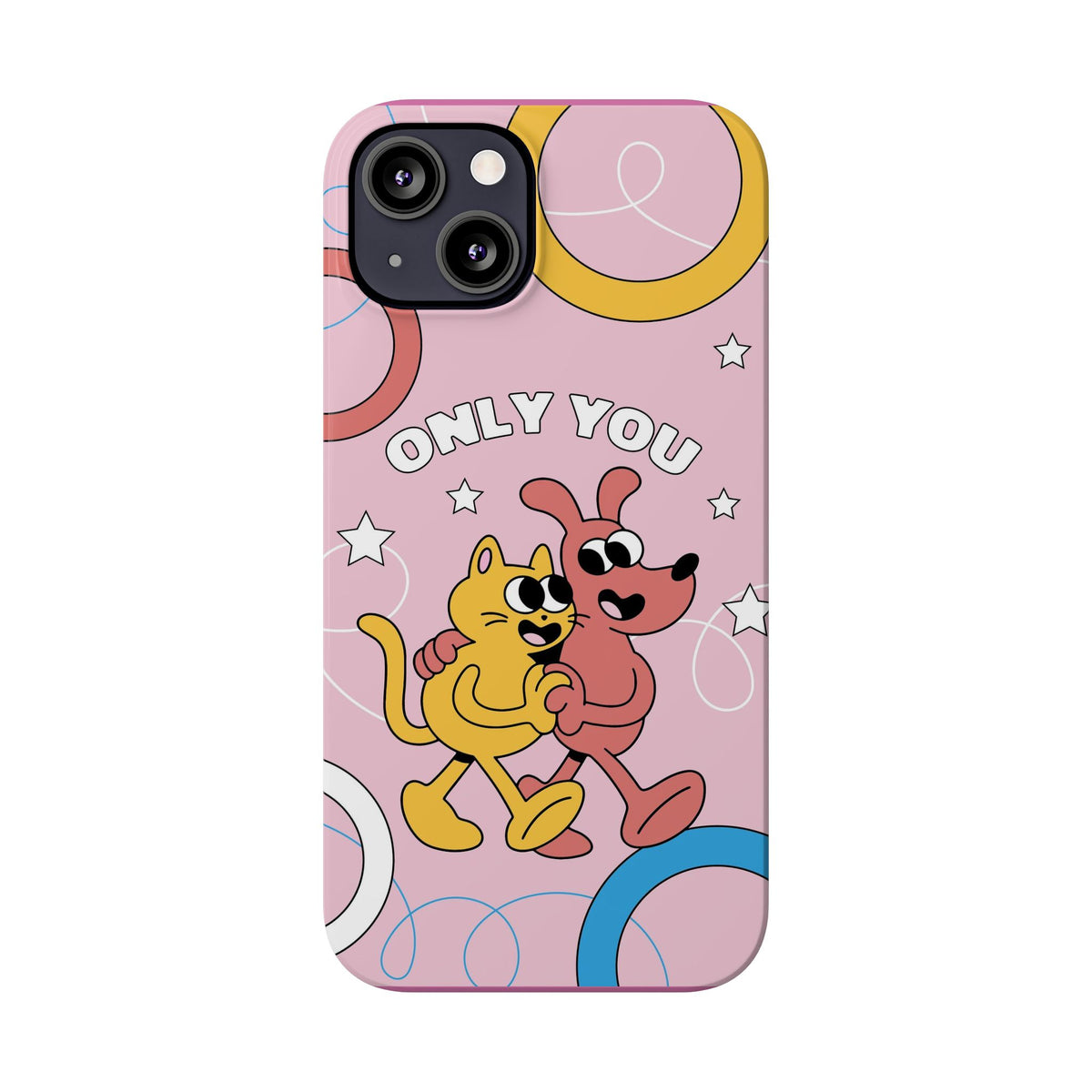 Dog and cat couple in retro cartoon style. - casetinger
