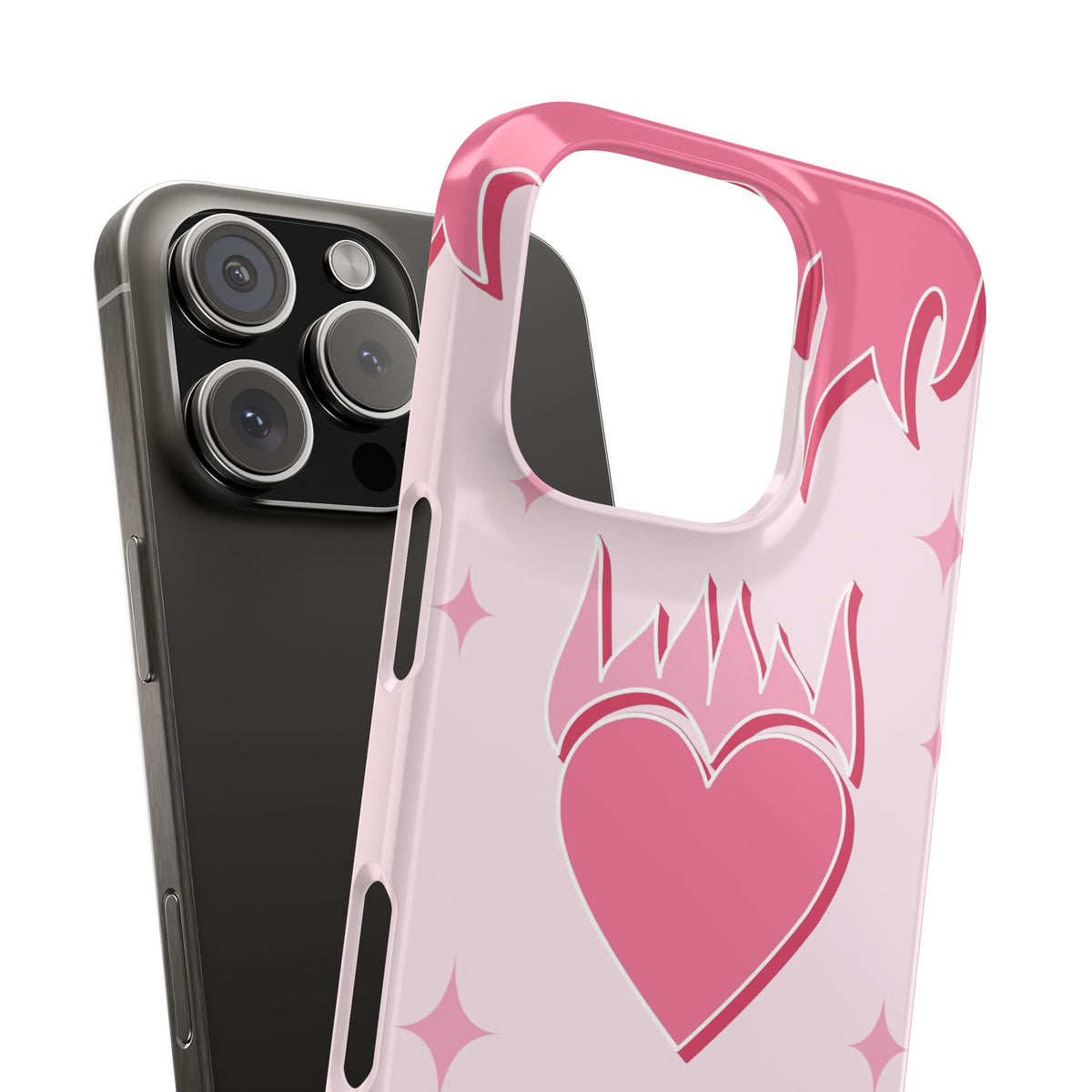 Pink Heart on Fire - casetinger