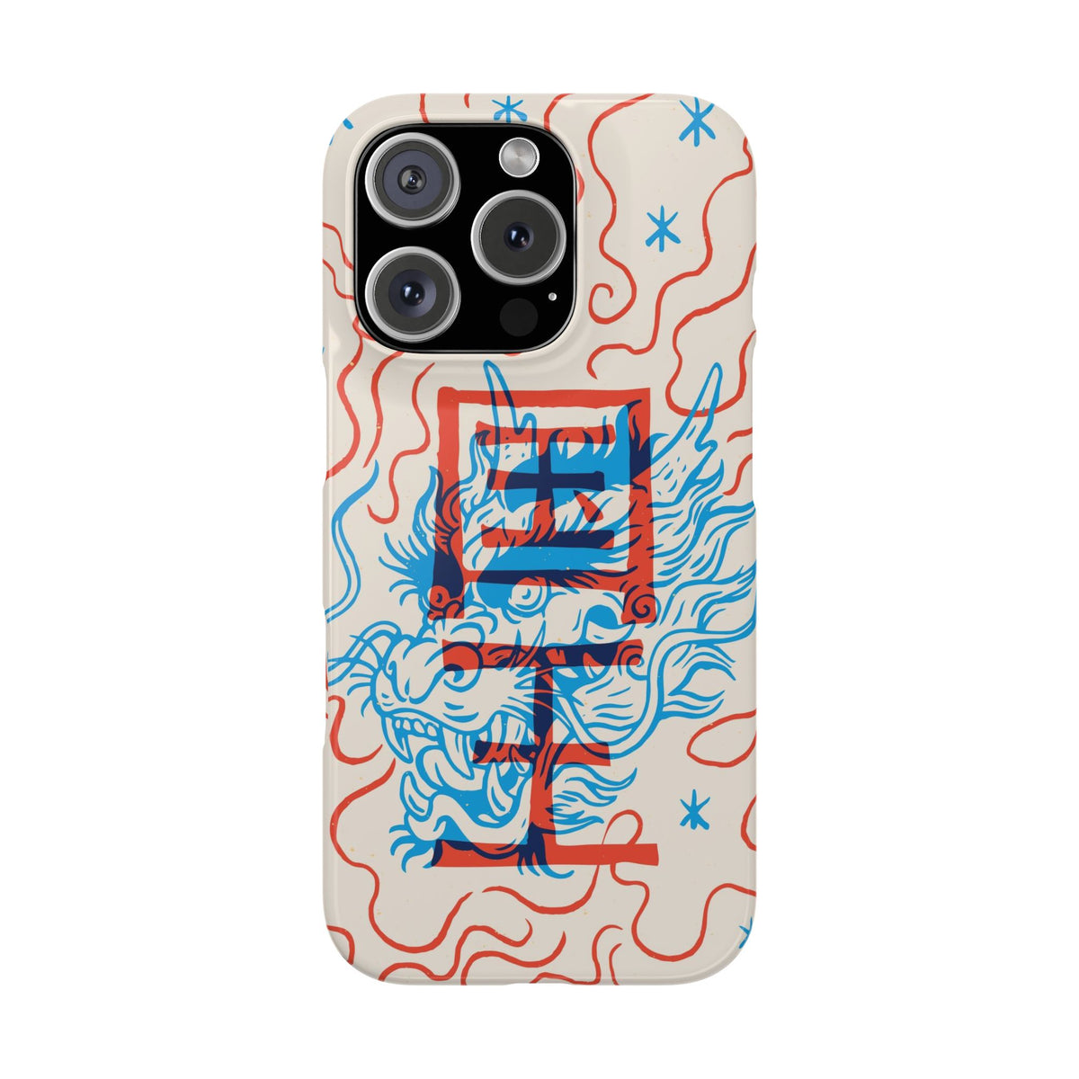 Geek case with dragon design and Asian art duotone style - casetinger
