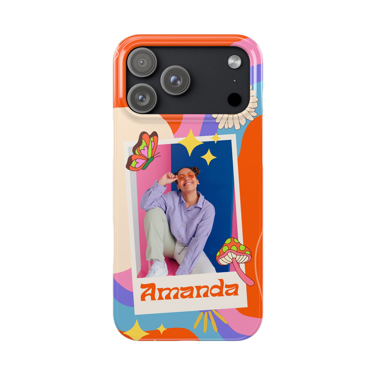 Custom photo and name Retro Groovy - casetinger