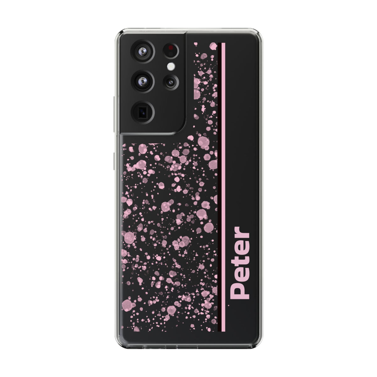 Personalized Clear Phone Case with Pink Splatter Design - casetinger