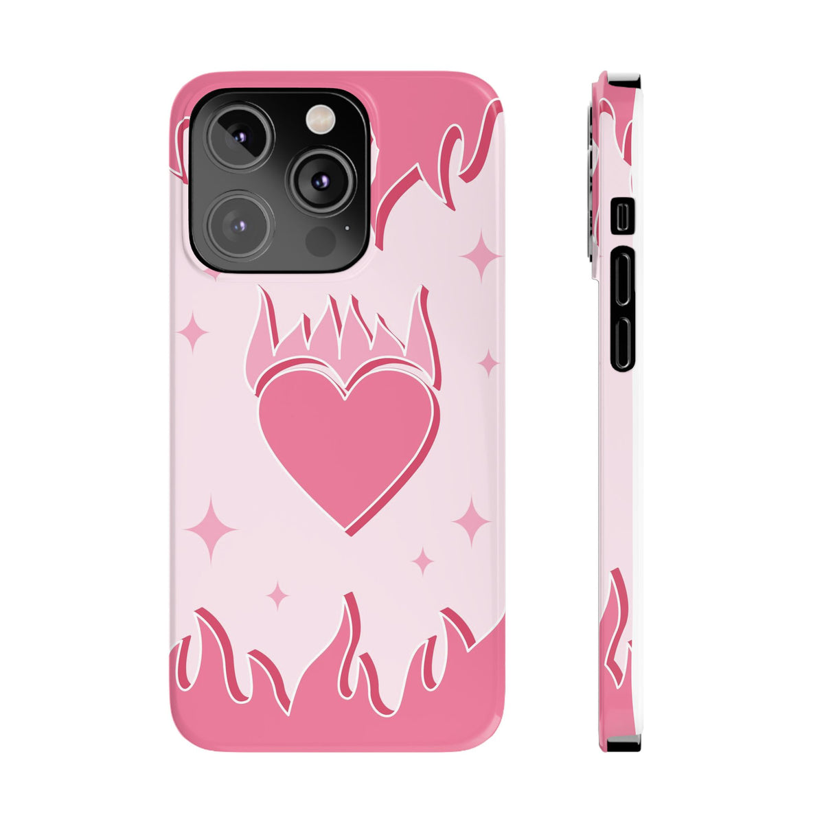 Pink Heart on Fire - casetinger