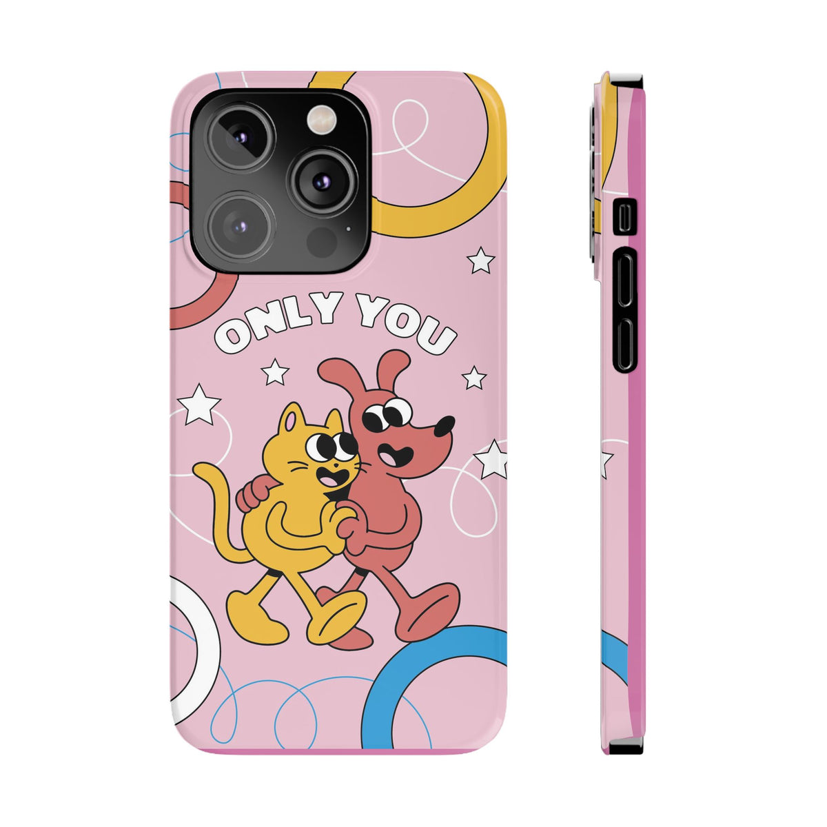 Dog and cat couple in retro cartoon style. - casetinger