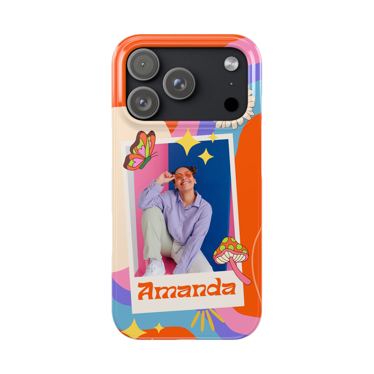 Custom photo and name Retro Groovy - casetinger