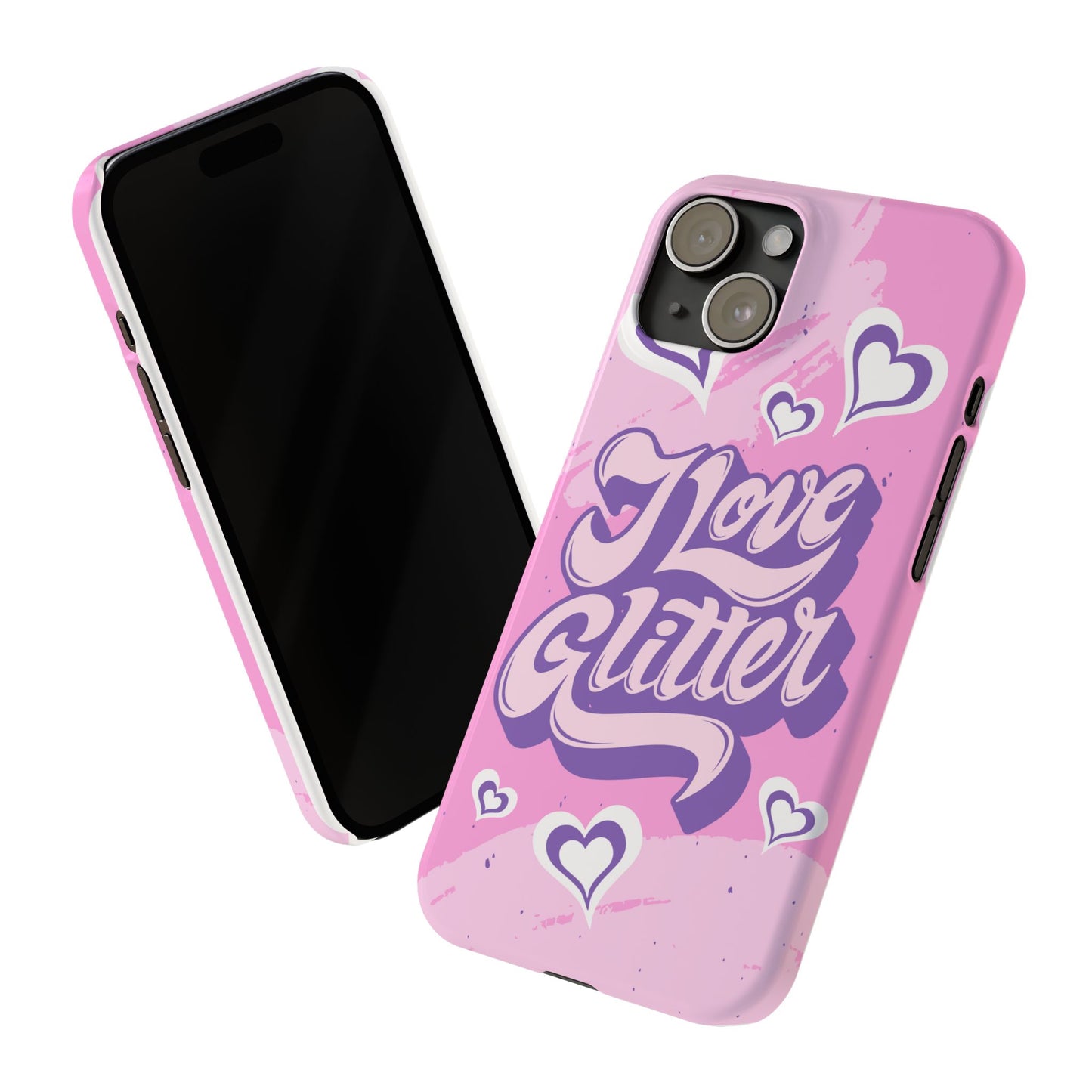 "i love glitter" Design and hearts