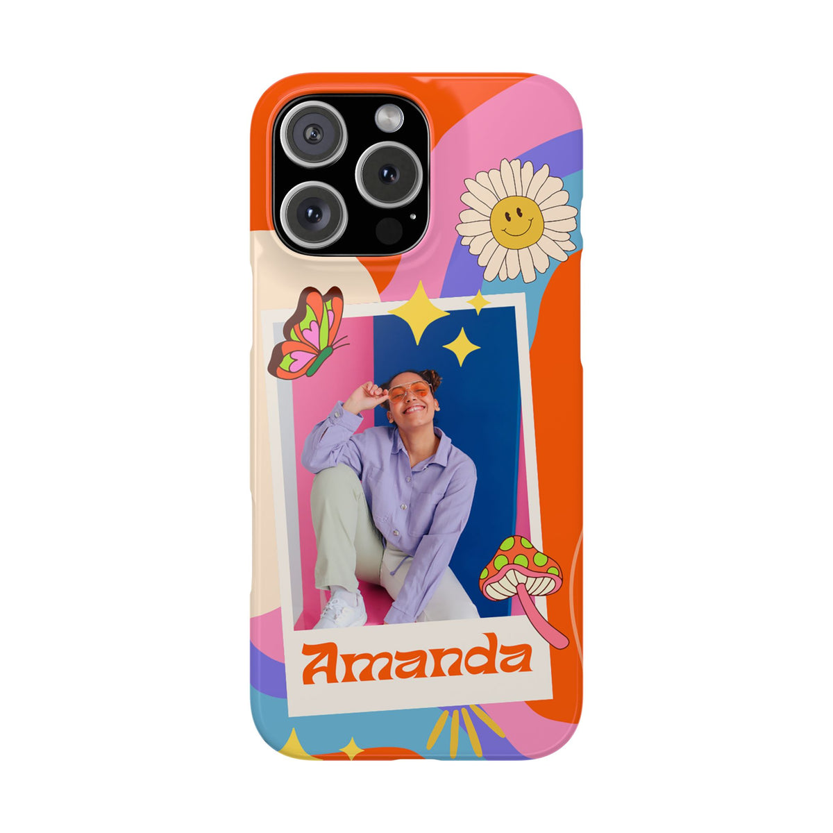 Custom photo and name Retro Groovy - casetinger