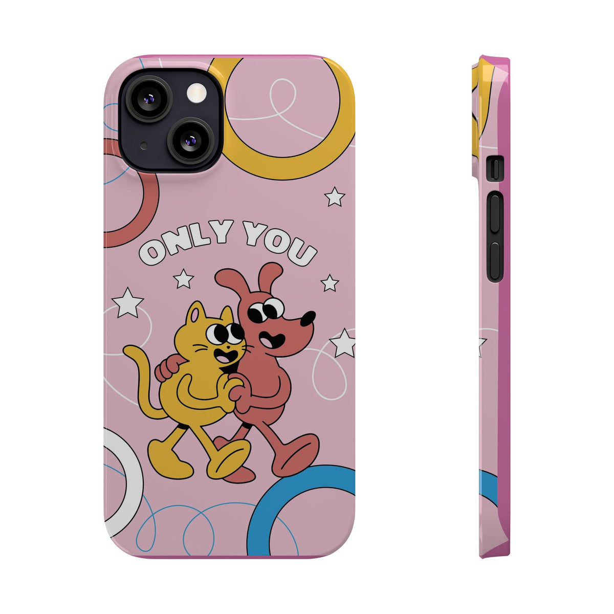 Dog and cat couple in retro cartoon style. - casetinger