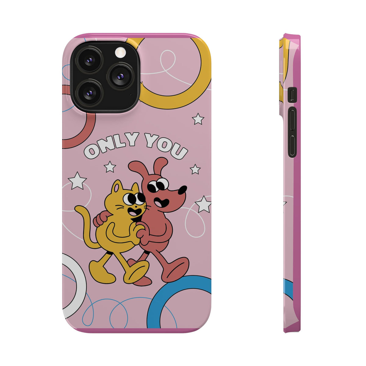 Dog and cat couple in retro cartoon style. - casetinger