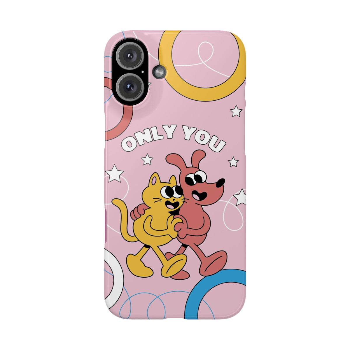 Dog and cat couple in retro cartoon style. - casetinger