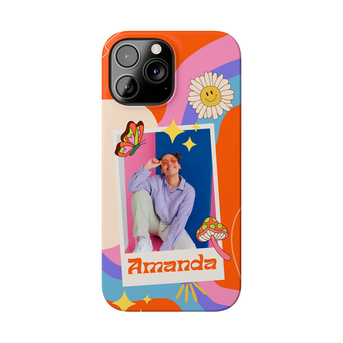Custom photo and name Retro Groovy - casetinger