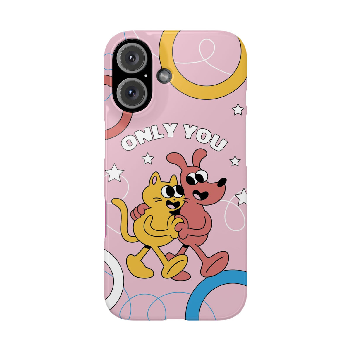 Dog and cat couple in retro cartoon style. - casetinger