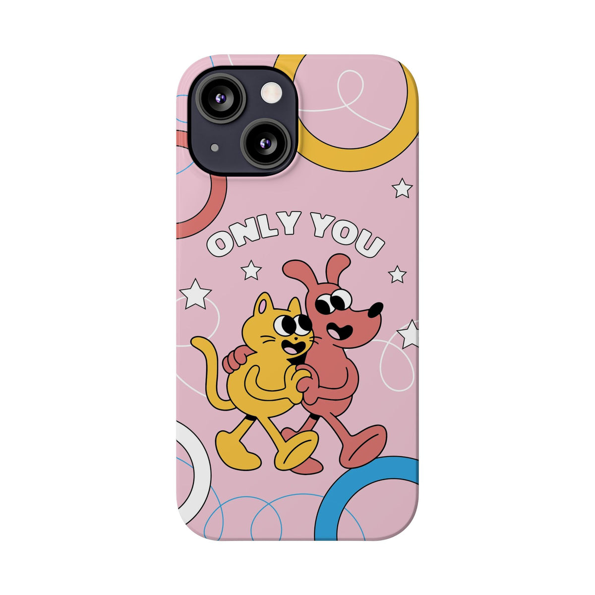 Dog and cat couple in retro cartoon style. - casetinger