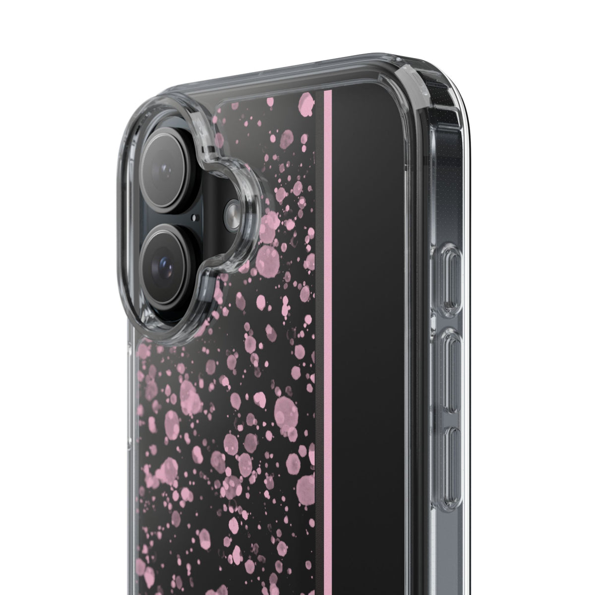 Personalized Clear Phone Case with Pink Splatter Design - casetinger