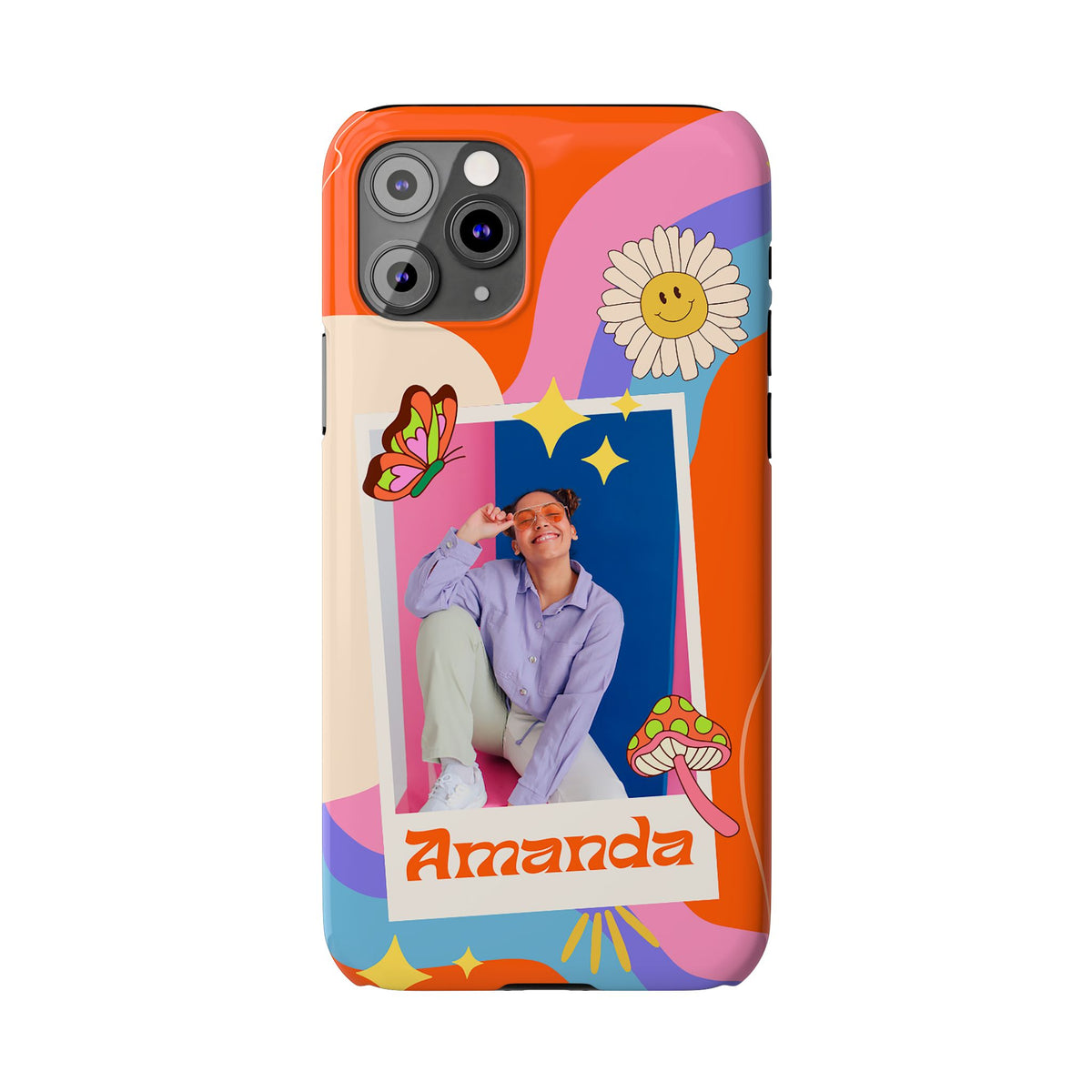 Custom photo and name Retro Groovy - casetinger