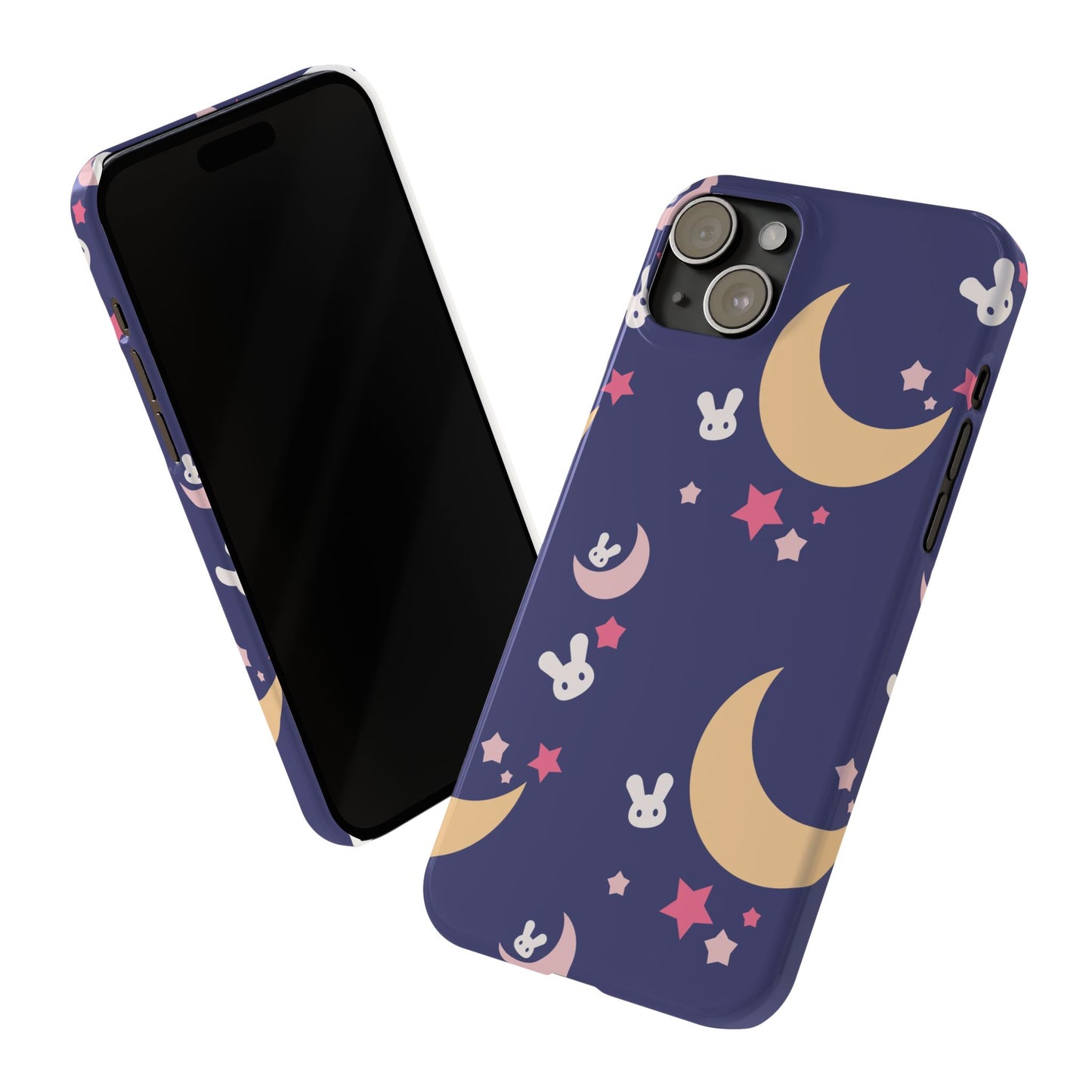 Adorable Bunnies with Moons Background iPhone Case - Ideal for Kids and Rabbit Lovers - For iphone 15 cases, iphone 14 and iphone 13 pro/max