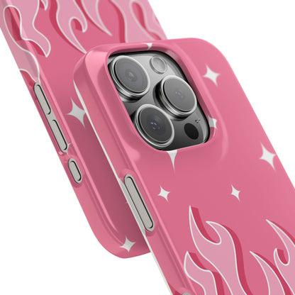 Pink Flame iPhone Case with Heart - Feminine Design for Women. For iphone 13, iphone 14 and iphone 15 pro and max