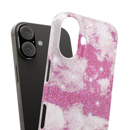 Pink Glitter Sky Phone Case - Sparkling Cloud Design for iPhone