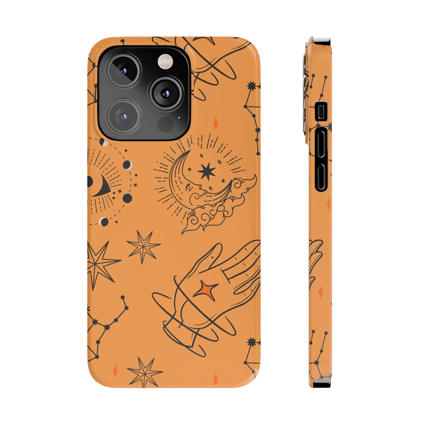 Orange Mystical Astrology iPhone 16, 15, 14, 13 Case - Ideal Gift for Astrology Enthusiasts - Celestial Artistry - Fits iPhone 15 Pro and Max