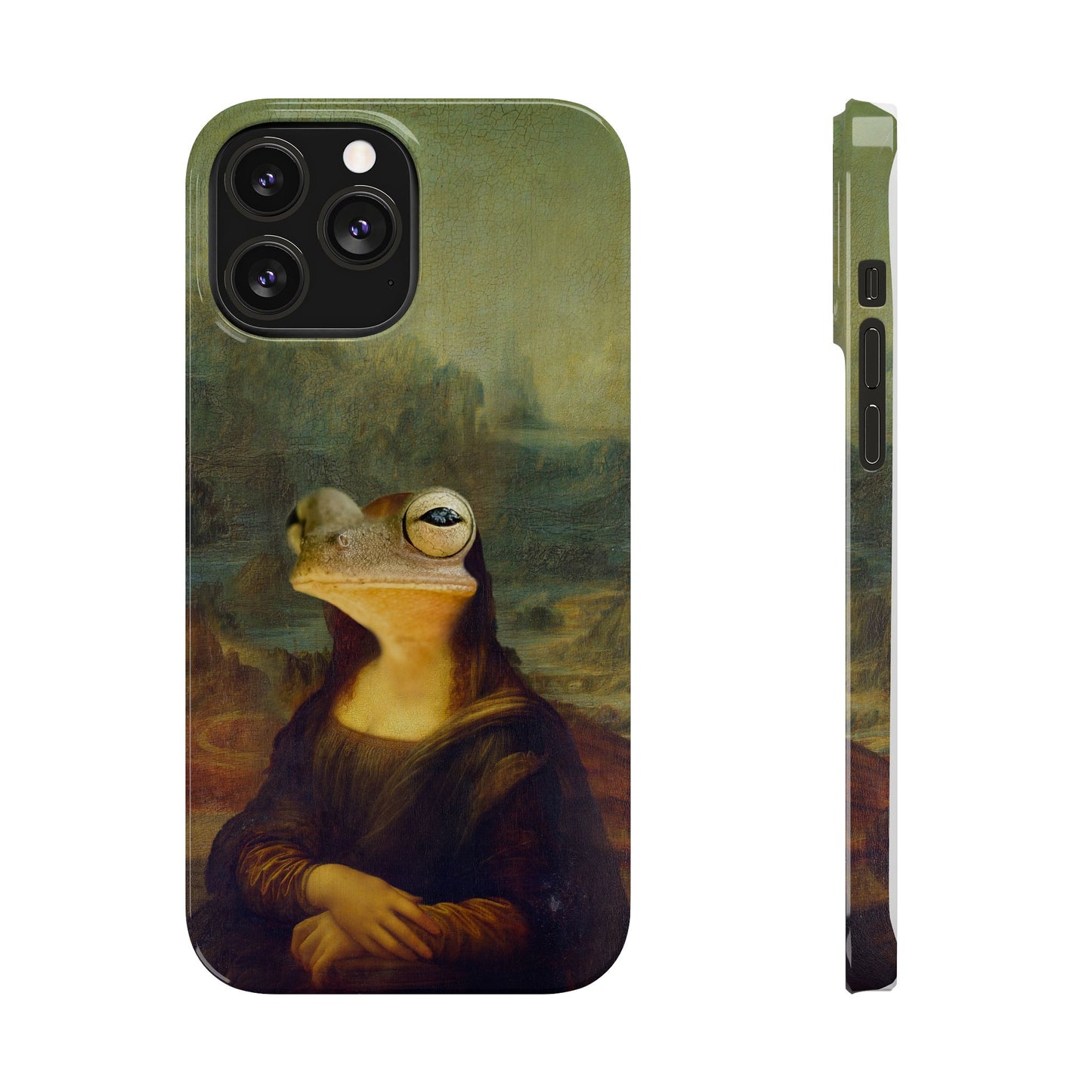 Froggy iPhone Case, Mona Lisa Parody, Wireless Charging - iPhone 16, 15, 14, 13 Pro/Max