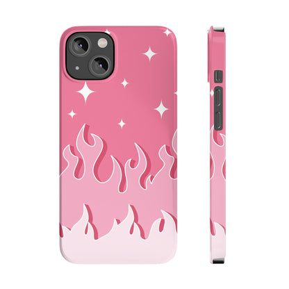 Pink Flame iPhone Case with Heart - Feminine Design for Women. For iphone 13, iphone 14 and iphone 15 pro and max