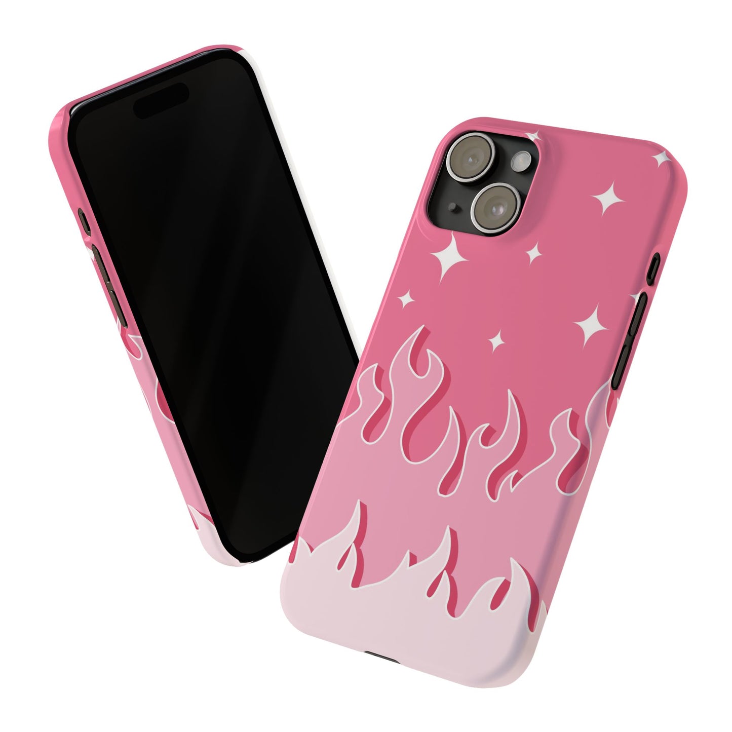 Pink Flame iPhone Case with Heart - Feminine Design for Women. For iphone 13, iphone 14 and iphone 15 pro and max