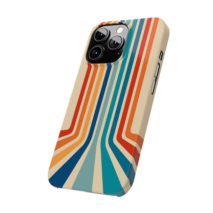 Retro iPhone case with abstract stripes on the horizon - Timeless Design for Summer - For iPhone 13, iPhone 14 and iPhone 15 pro and max.