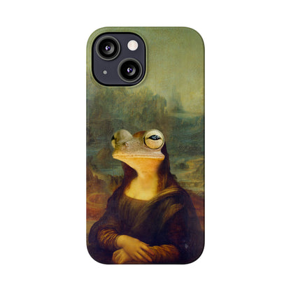 Froggy iPhone Case, Mona Lisa Parody, Wireless Charging - iPhone 16, 15, 14, 13 Pro/Max