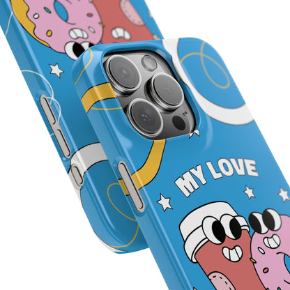 Fast food couple in retro cartoon style.