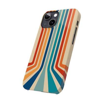 Retro iPhone case with abstract stripes on the horizon - Timeless Design for Summer - For iPhone 13, iPhone 14 and iPhone 15 pro and max.