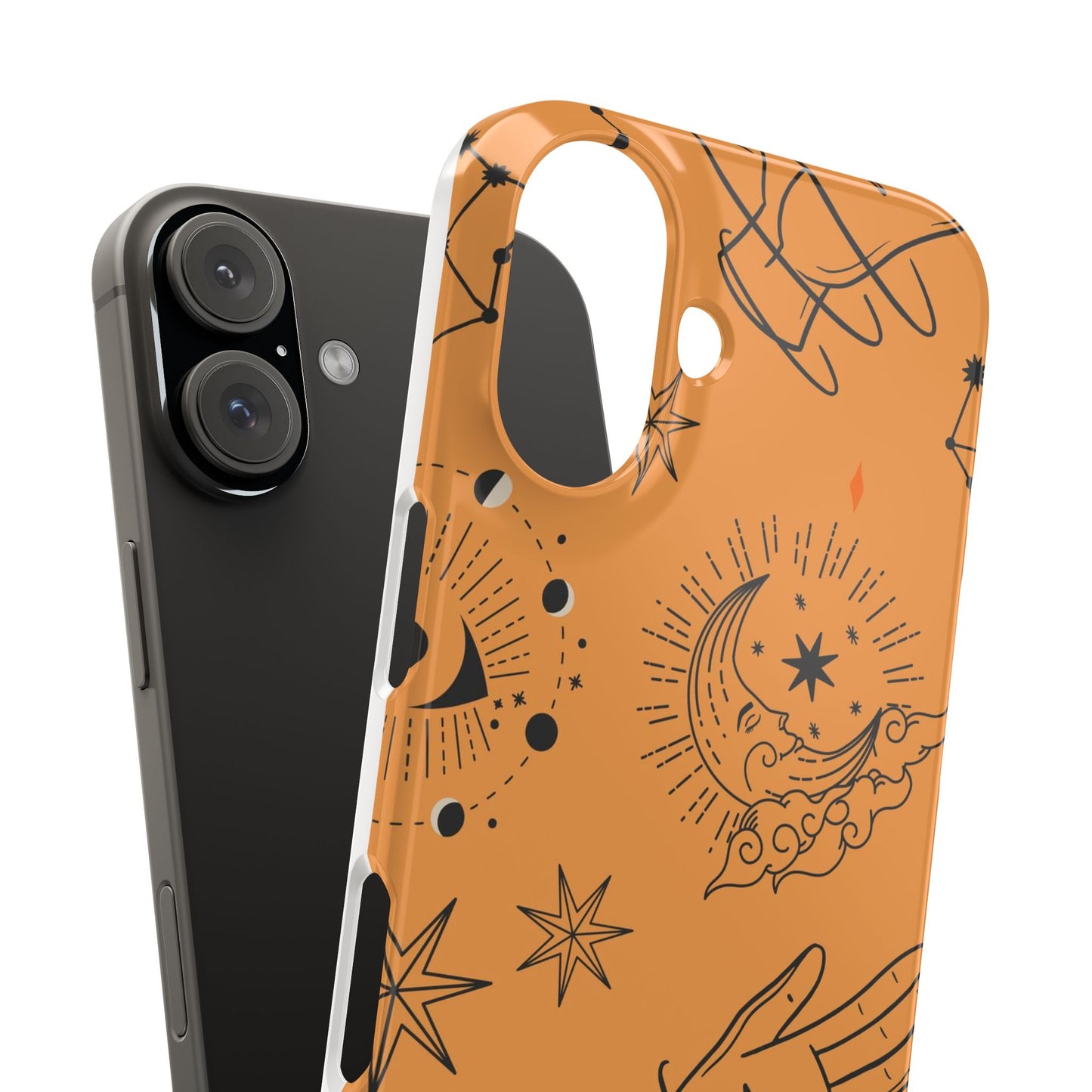 Orange Mystical Astrology iPhone 16, 15, 14, 13 Case - Ideal Gift for Astrology Enthusiasts - Celestial Artistry - Fits iPhone 15 Pro and Max