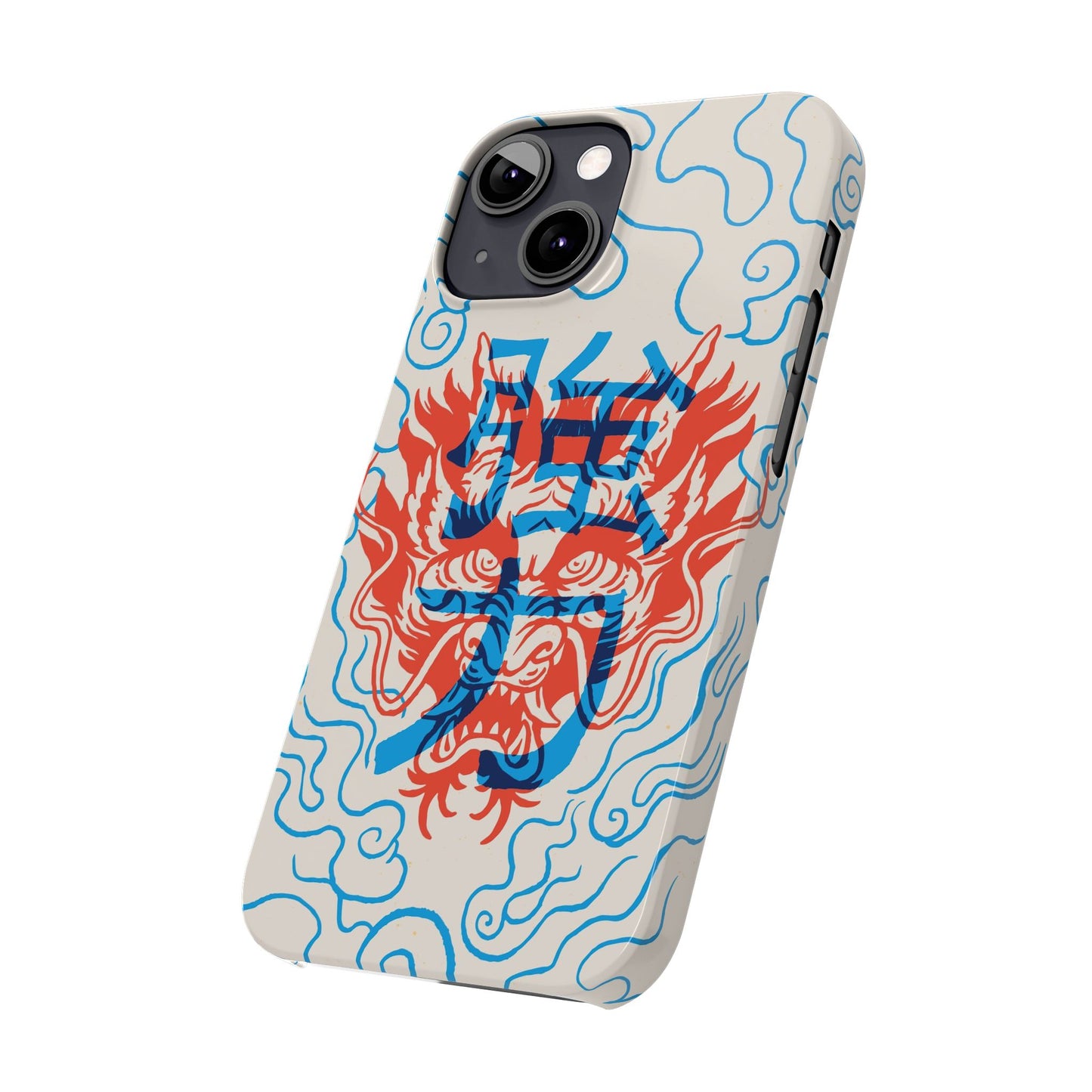 Geek iphone case with asian art duotone style. Case for iphone 15, iphone 14 and iphone 13 pro and max.