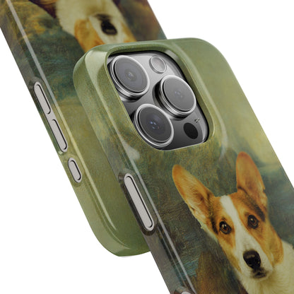 Puppy iPhone Case, Mona Lisa Parody, Wireless Charging - iPhone 16, 15, 14, 13 Pro/Max