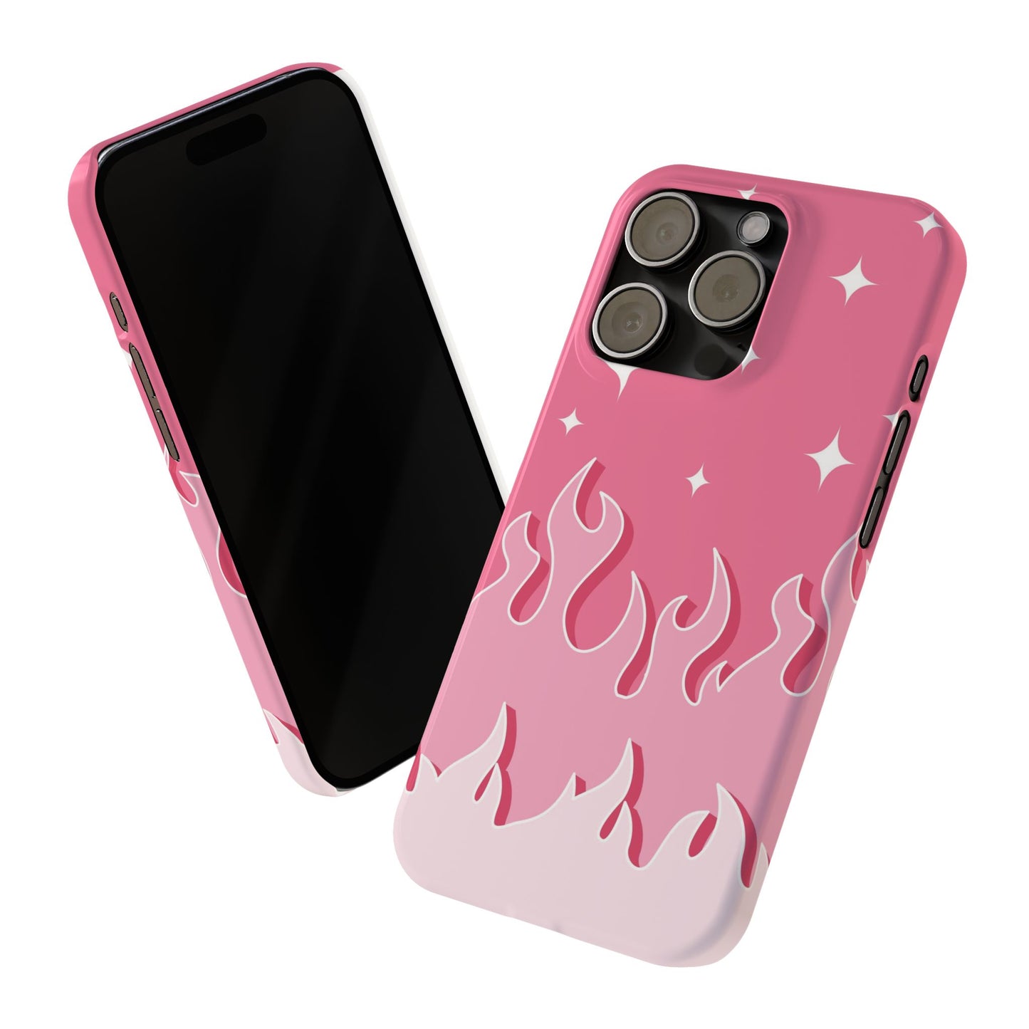 Pink Flame iPhone Case with Heart - Feminine Design for Women. For iphone 13, iphone 14 and iphone 15 pro and max