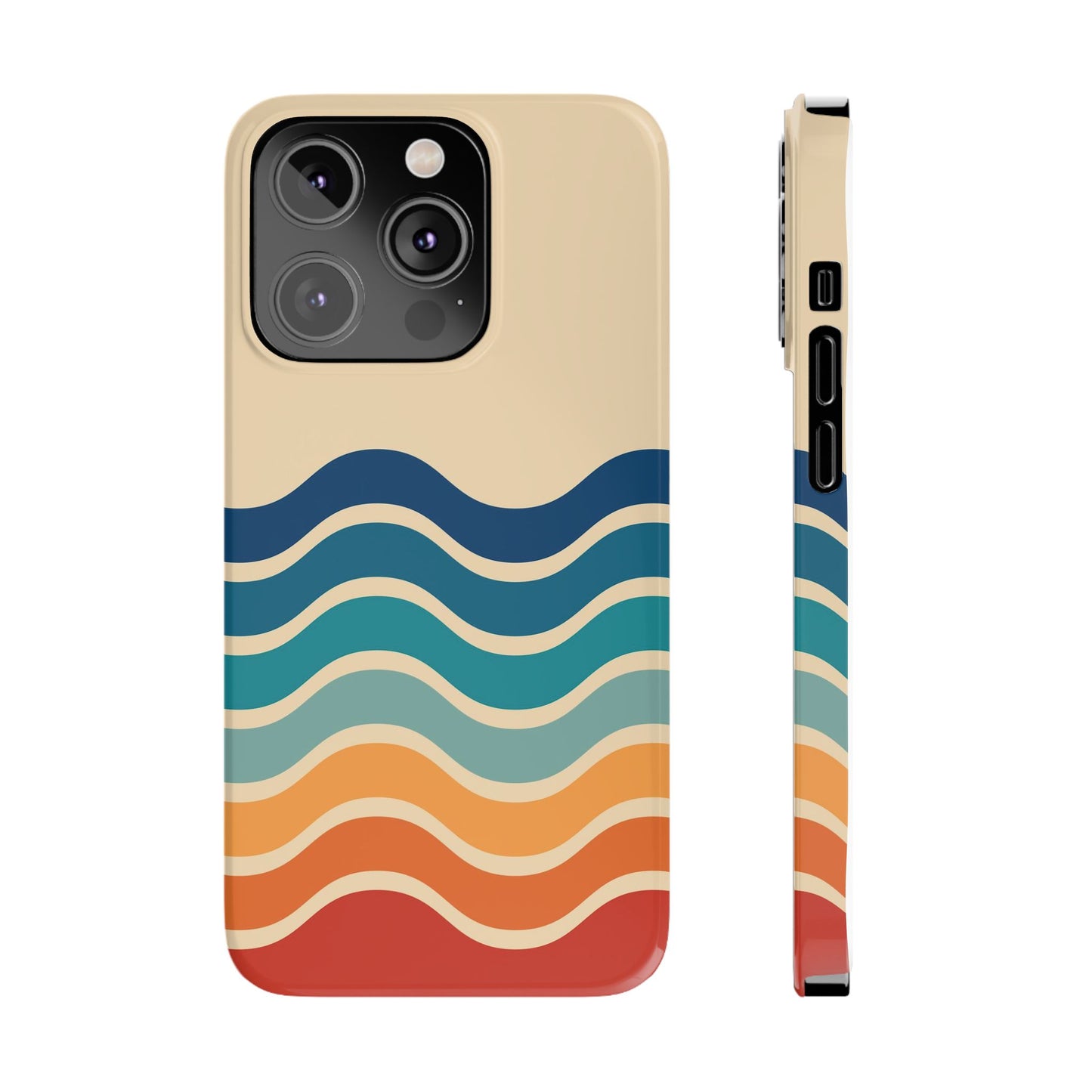 Retro Abstract Striped iPhone Case - Timeless Design for Summer - For iPhone 13, iPhone 14 and iPhone 15 Pro and Max.