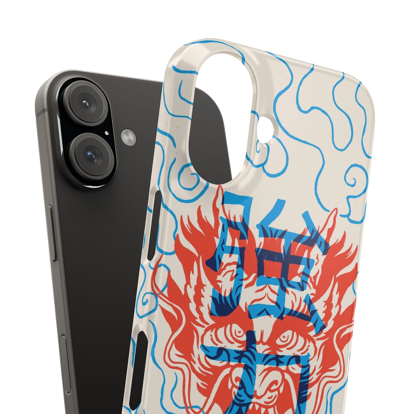 Geek iphone case with asian art duotone style. Case for iphone 15, iphone 14 and iphone 13 pro and max.