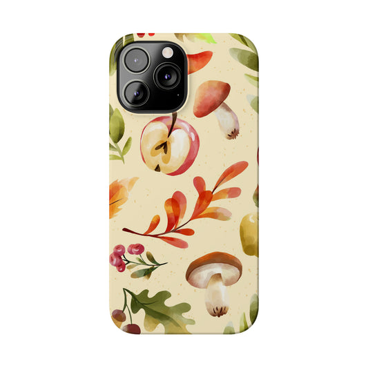 Beautiful iPhone case designs with autumn elements in watercolor style.